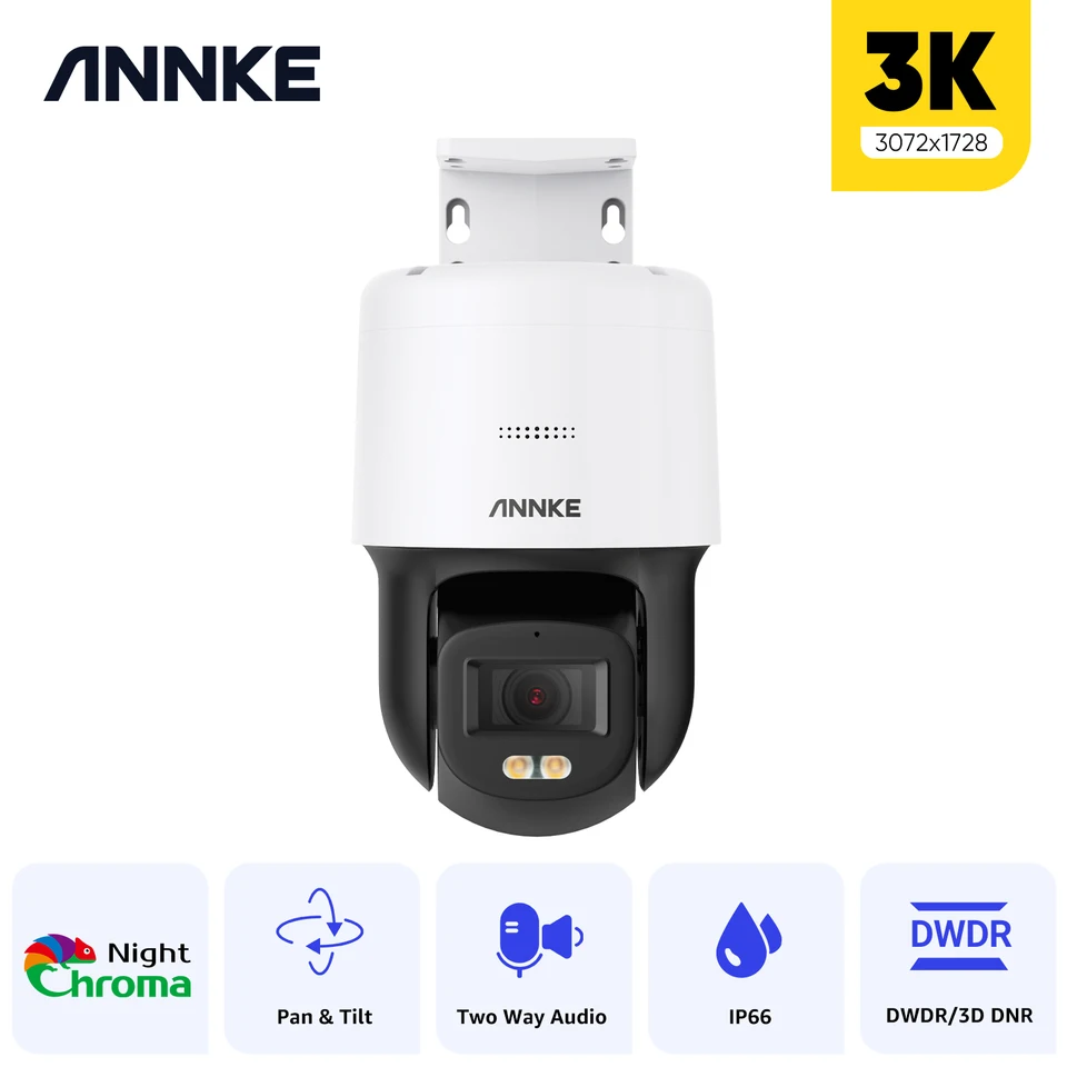 Annke 3K Full Color Network IP Camera Vstavaná mikrofón a reproduktor pre Audio Security Camera v reálnom čase IP66 INDORODR/OUTDOOR