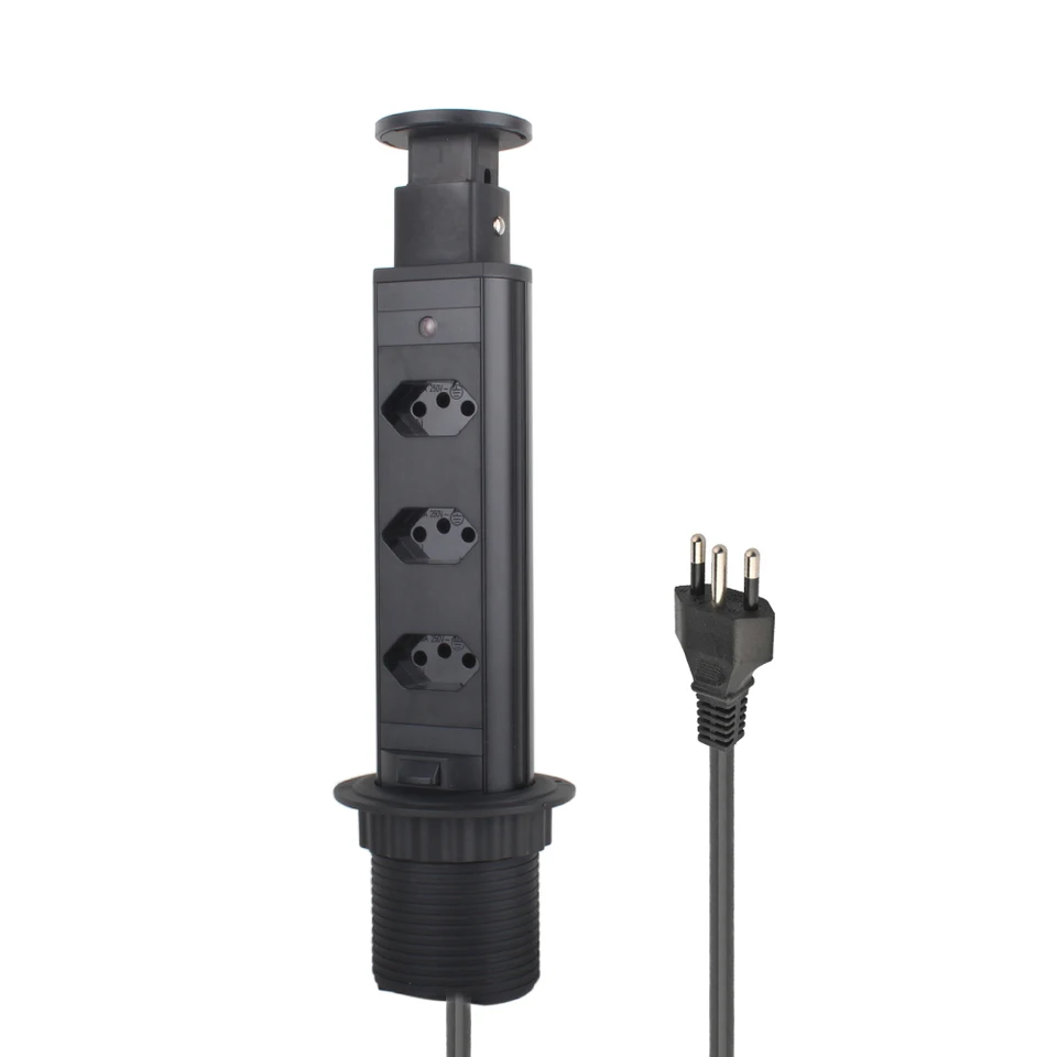 Anssin Pop-Up Socket Brazílska štandardná zatiahnuteľná elektrická zásuvka veža pre kuchyňu Obývacia izba Kancelária