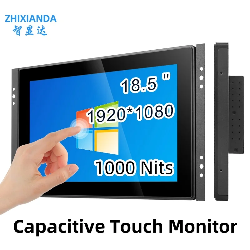 Anti-Glare Outdoor 18,5 palca 1000 nits Open Frame Monitor Vodotesný plochý kapacitný dotykový displej s dotykovou obrazovkou s VGA HDMI