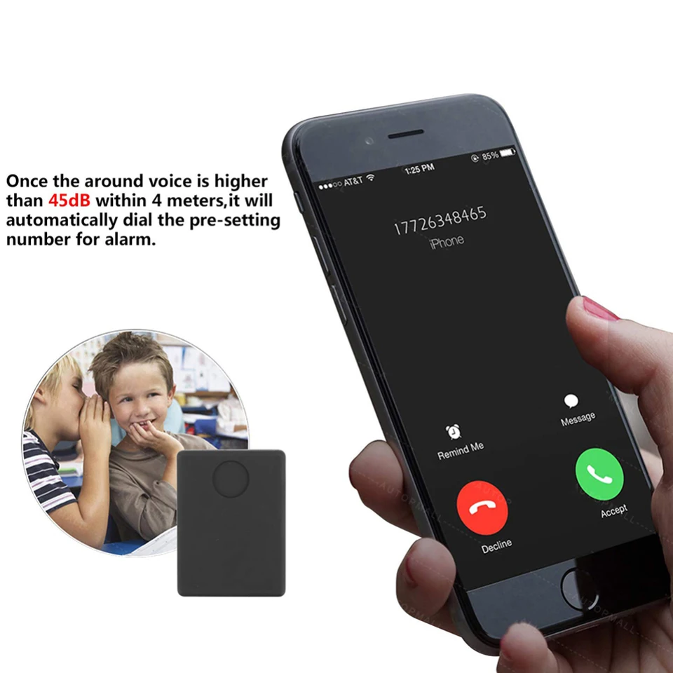 Anti-Lost Alarm N9 Aktualizácia Mini GSM Audio počúvanie citlivé na mikrofón Uši