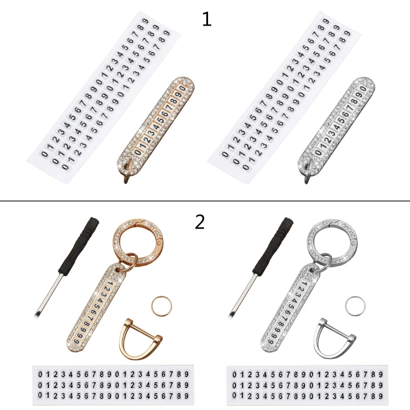 Anti-Lost Car Keychain Telefónne číslo karta Keyring vozidla Keychain držiteľ Keytag