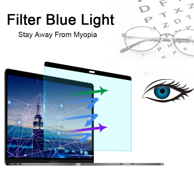Anti-modrý magnetický chránič svetla pre MacBook Air 13 Pro 14 16 M1 M2 2021 2022 2023 A2337 A2681 A2442 A2485 15 Pet Film