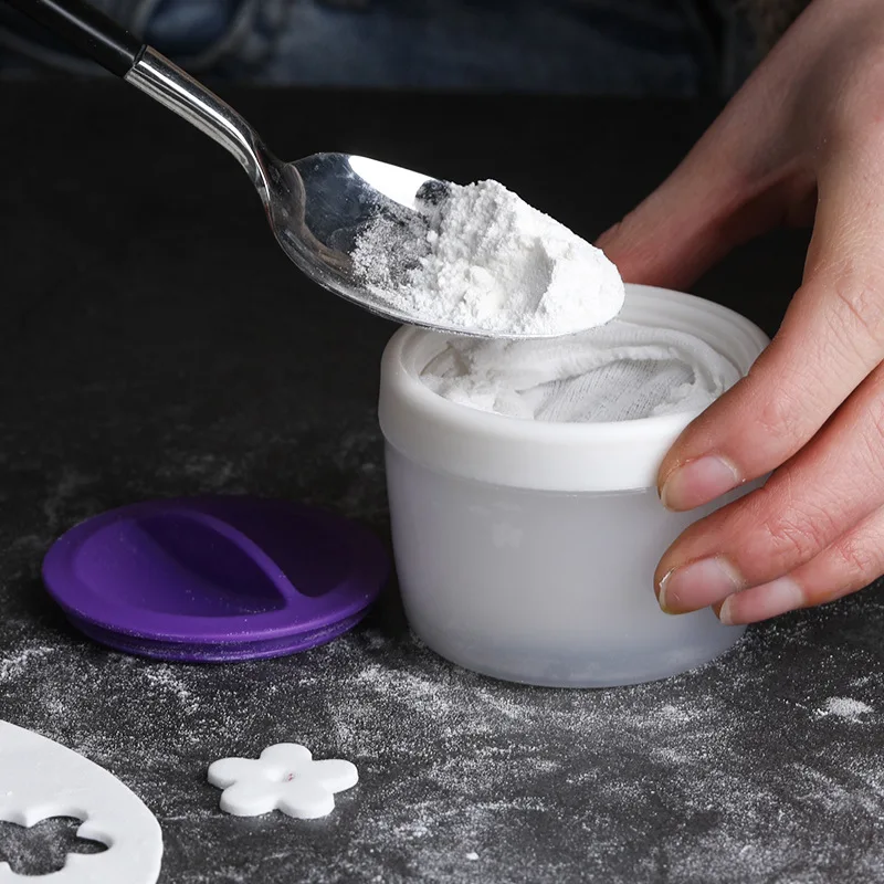 Anti-palica Puff múka kukuričná škrobová klapka s úložnou skrinkou Fondant Puff Anti-potum Nástroj Fondant Cake Dodávky pečenia