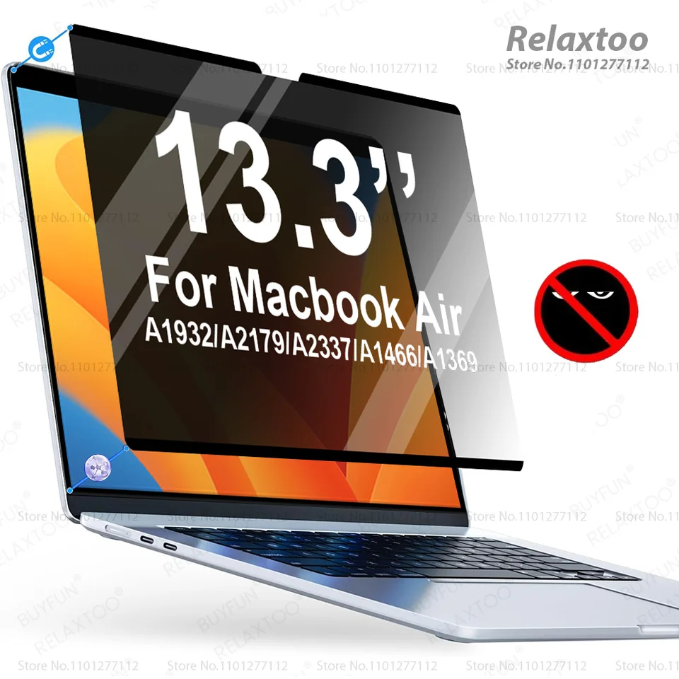 Anti-pluping magnetický chránič obrazovky pre MacBook Air 13 13,3 palca A1932/A2179/A2337/A1466/A1369 Filmový filter súkromného filmu proti Glare