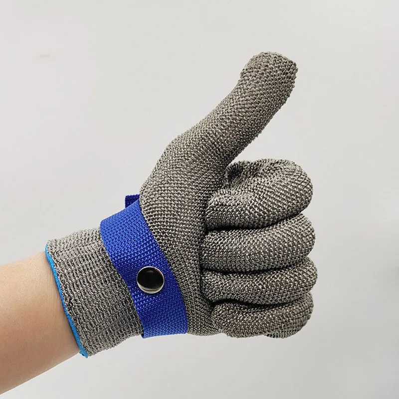 Anti-rezajúce rukavice Úroveň 5 Bezpečnostný nôž na rezanie drôtových rukavíc Unisex nastaviteľné mäsiarske spracovanie kovových rukavíc kovových železa