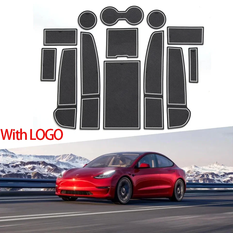 Anti-Slip Mat for Phone Gate Slot Mats Cup Gumer Vanks pre Tesla Model 3 Model3 2021 Koberec Styling Decoration Doplnky