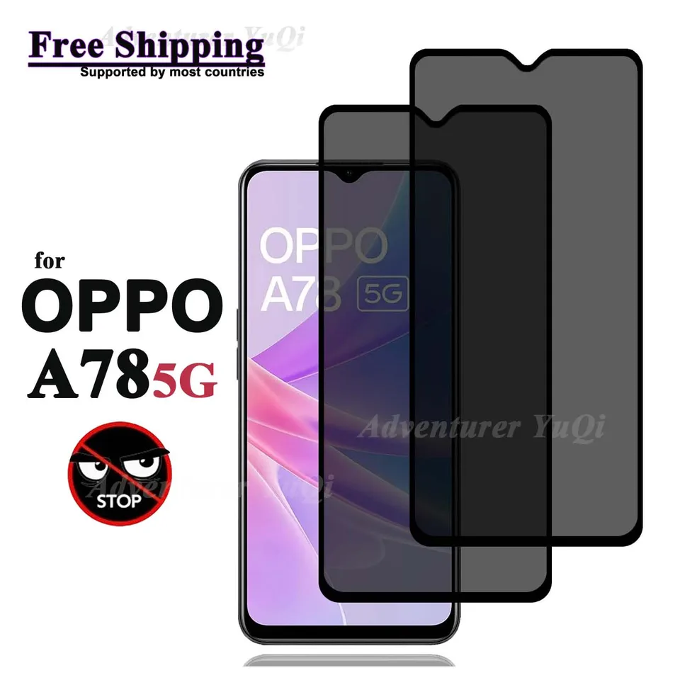 Anti Spy Screen Protector pre OPPO A78 5G Temperaté sklo súkromie Anti Peep Scratch 9h Priateľské kasy Vysoký vysoký hliník