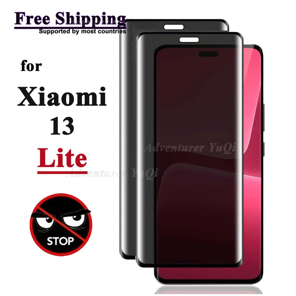 Anti Spy Screen Protector pre Xiaomi 13 Lite, 3D súkromie temperované sklo 9 hod.