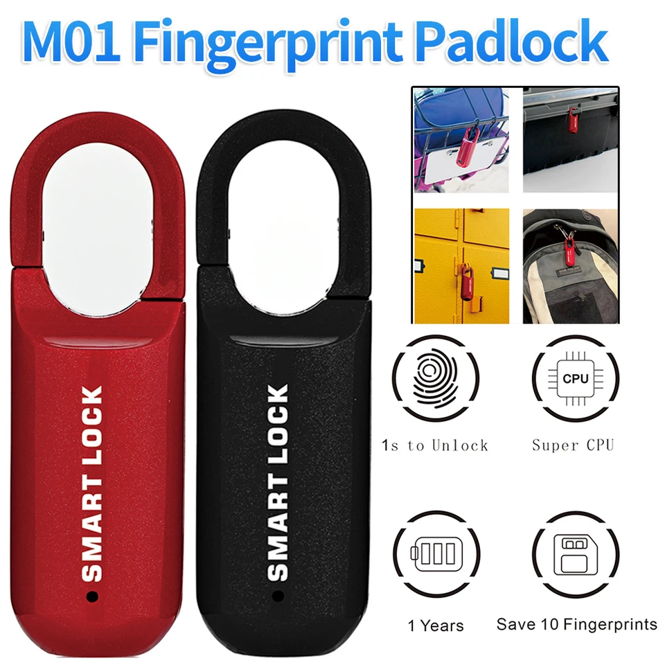 Anti Theft M01 Fingerprint visiaci dotyk dotyk inteligentných dverí zámok kľúča USB nabíjanie Security Locker Smart Dverne Lock Home Bike Bcker
