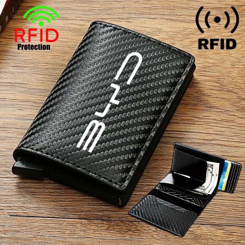 Anti Thief RFID Kreditné karty uhlíkové vlákno Kožené kožené dary pre peňaženky pre darček pre BYD F3 E6 Atto 3 Yuan plus pieseň max f0 g3 i3 e3 qin han