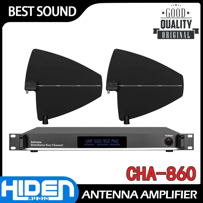 Anténny zosilňovač 4 kanál UHF 500-950MHz RF Distributor antény antény vhodný pre mikrofón Sennheiser Shure