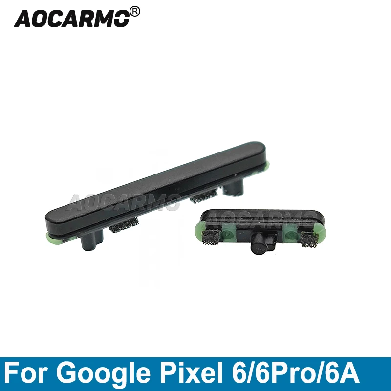 AOCARMO BLACK BIELE ZLATÉ ZLATNÉ ZLATNÉ TLAČIDLO Kľúč a objem bočného kľúča Výmena dielov pre Google Pixel 6 Pro 6A 6Pro