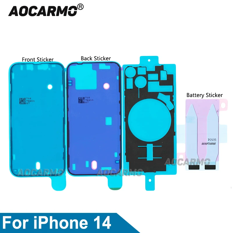 AOCARMO pre iPhone 14 LCD displej obrazovky lepidla Zadná zadná a batériová nálepka lepidlá vodotesná páska Výmena dielu
