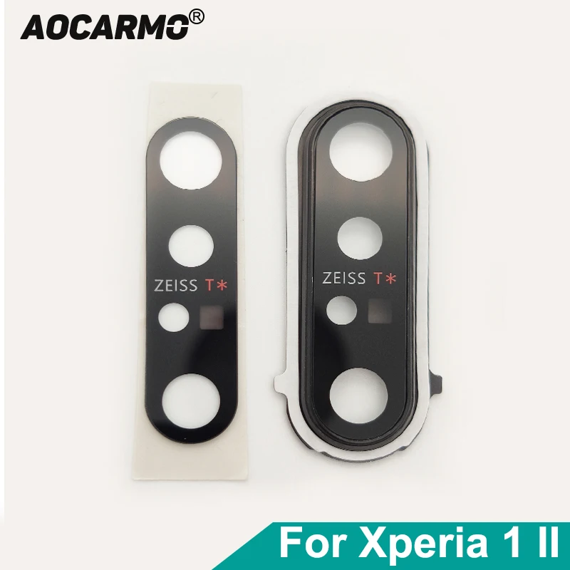 AOCARMO Zadná zadná kamera Lens Lens Glass s kovovým prsteňovým lepidlom pre Sony Xperia 1 II / X1II XQ-AT52 XQ-AT51 SO-51A Mark2