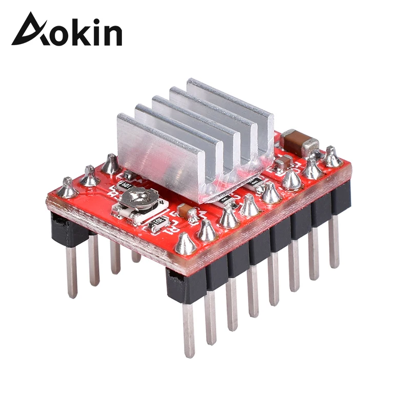 AOKIN A4988 Vodič vodiča vodiča s chladičom pre 3D tlačiareň Reprap Pololu 3D modul 3D tlačiareň