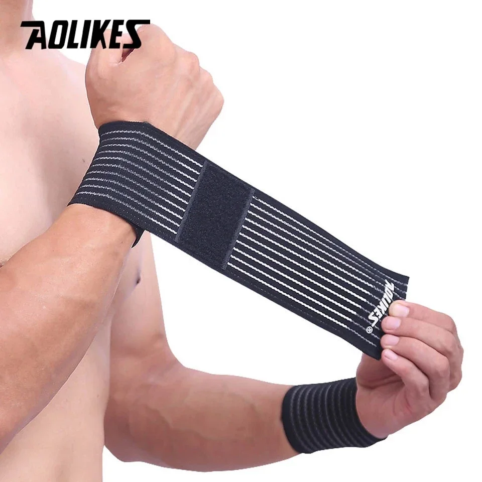 AOLIKES 1ks bavlnené elastické bandážové ručné športové náramok podpora gymna podpora zápästie Brace Wrap Carpal Tunnel
