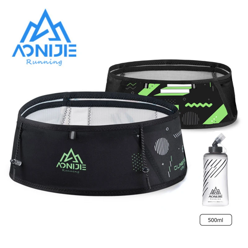 Aonijie W8108 Bežná taška na pás s 500 ml mäkkou bankou pre ženy mužov so štyrmi vreckami ľahký priedušný pre maratón v telocvični