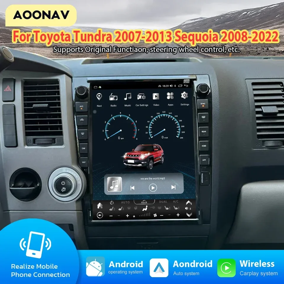 Aoonav 13 palcové auto pre toyota Tundra 2007-2013 Sequoia 2008-2022 Touch Stereo Screen GPS navigácia CarPlay Multimedia
