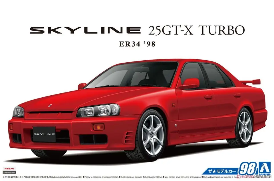 AOSHIMA 05750 Statický zostavený model automobilu 1/24 Nissan ER34 25GT-X Turbo 1998