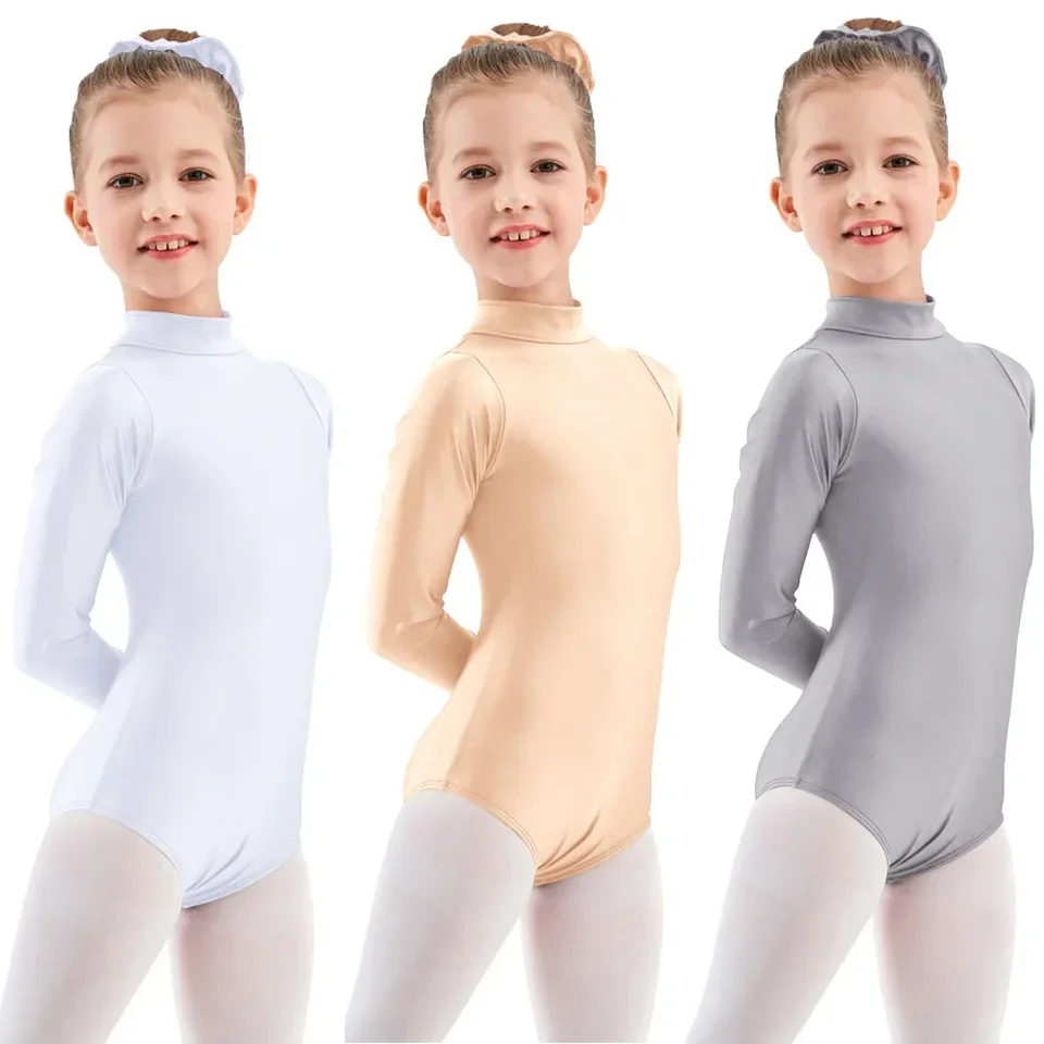 AoyLisey Kids Basic Balet Balet Letard Dlhý rukáv Turtleneck Girls Gymnastics spandex batoľa baby comper tanečné kostýmy