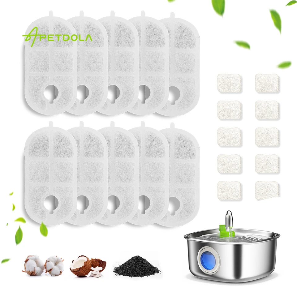 Apetdola 7L z nehrdzavejúcej ocele Fountain Filtre 5 vrstvy výmenných filtrov pre FS20 Fountain Fontain 10-batový filter