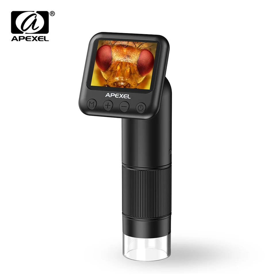 Apexel 400-800X Digitálny mikroskopový objektív s nastaviteľným LCD obrazovkou s LED svetlom pre biologické pozorovanie detekcie pokožky