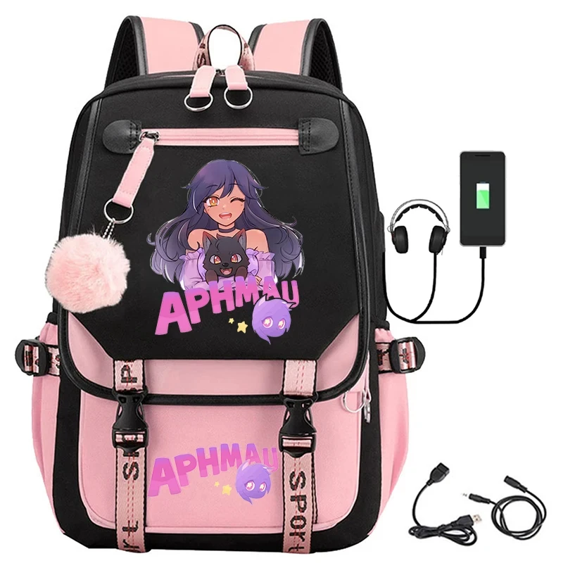 Aphmau anime batoh cosplay unisex študentov Školská taška karikatúra kníhkupe prenosný prenosný prenosný rys na vonkajšiu tašku