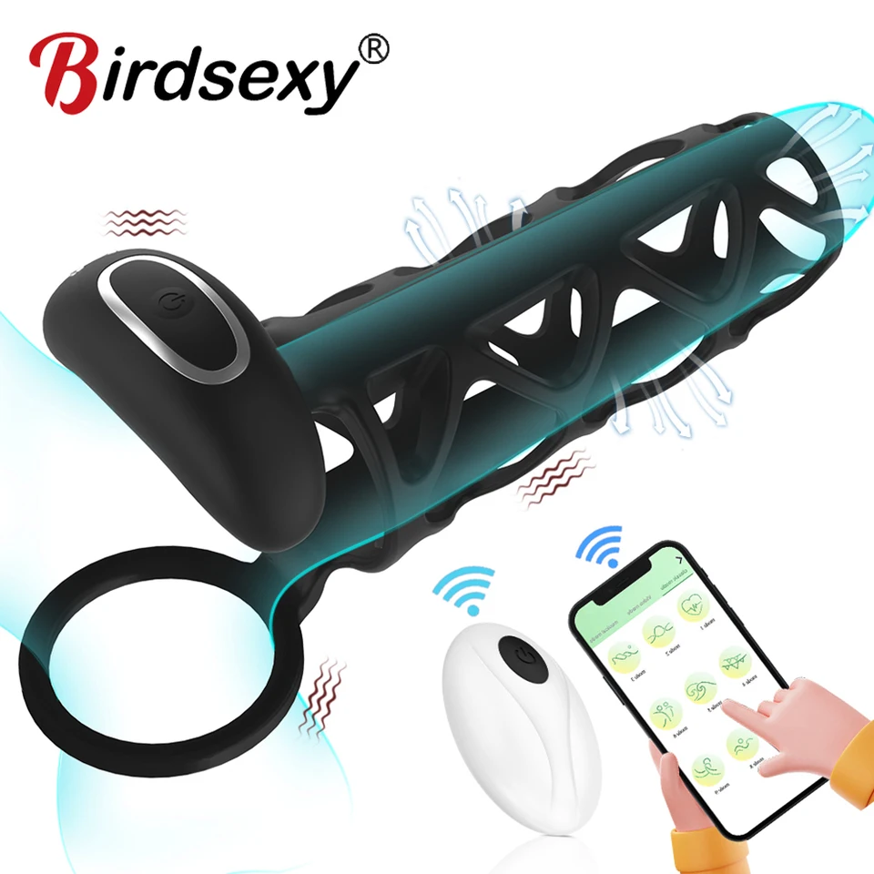 Aplikácia Bluetooth Vibrated penis ring penis prsteň vibrátor oneskorenie ejakulácie sexuálne hračky pre mužov pár penisring cockring péro rukáv