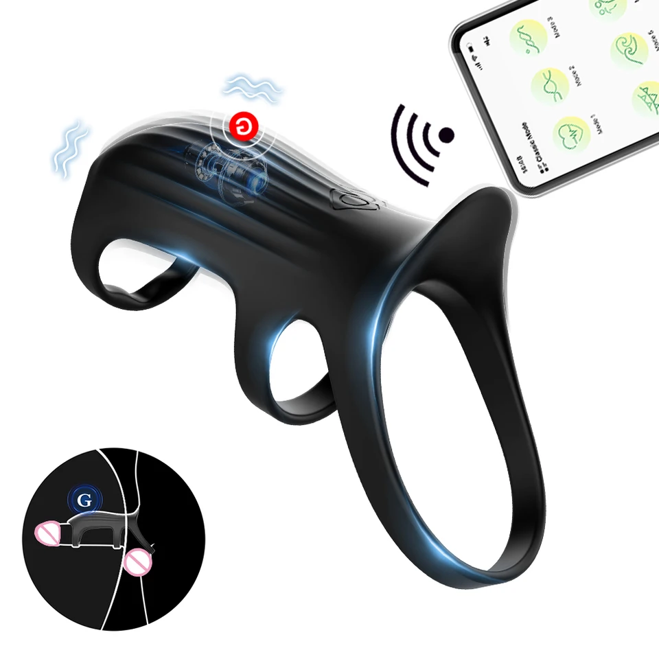Aplikácia Bluetooth Vibračný kohút Ring Ring Penis Ring Vibrátor Oneskorenie ejakulácie Sextoy pre mužov Penis rukáv Vibrátor Mužské dospelé zásoby pre dospelých