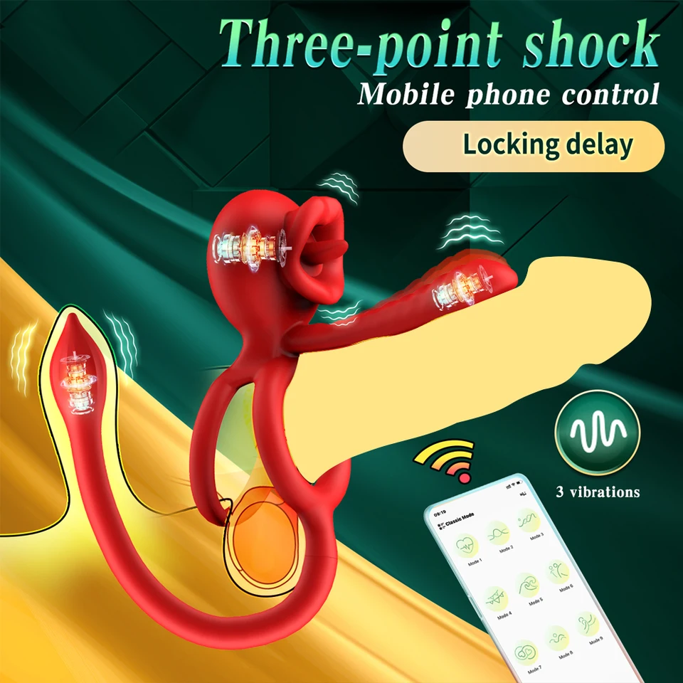 Aplikácia Control Penis Cock Ring Vibrátor Semenníky Clitors bradavka g Spot stimulátor penis oneskorená ejakulácia sexuálna hračka pre páry 18+