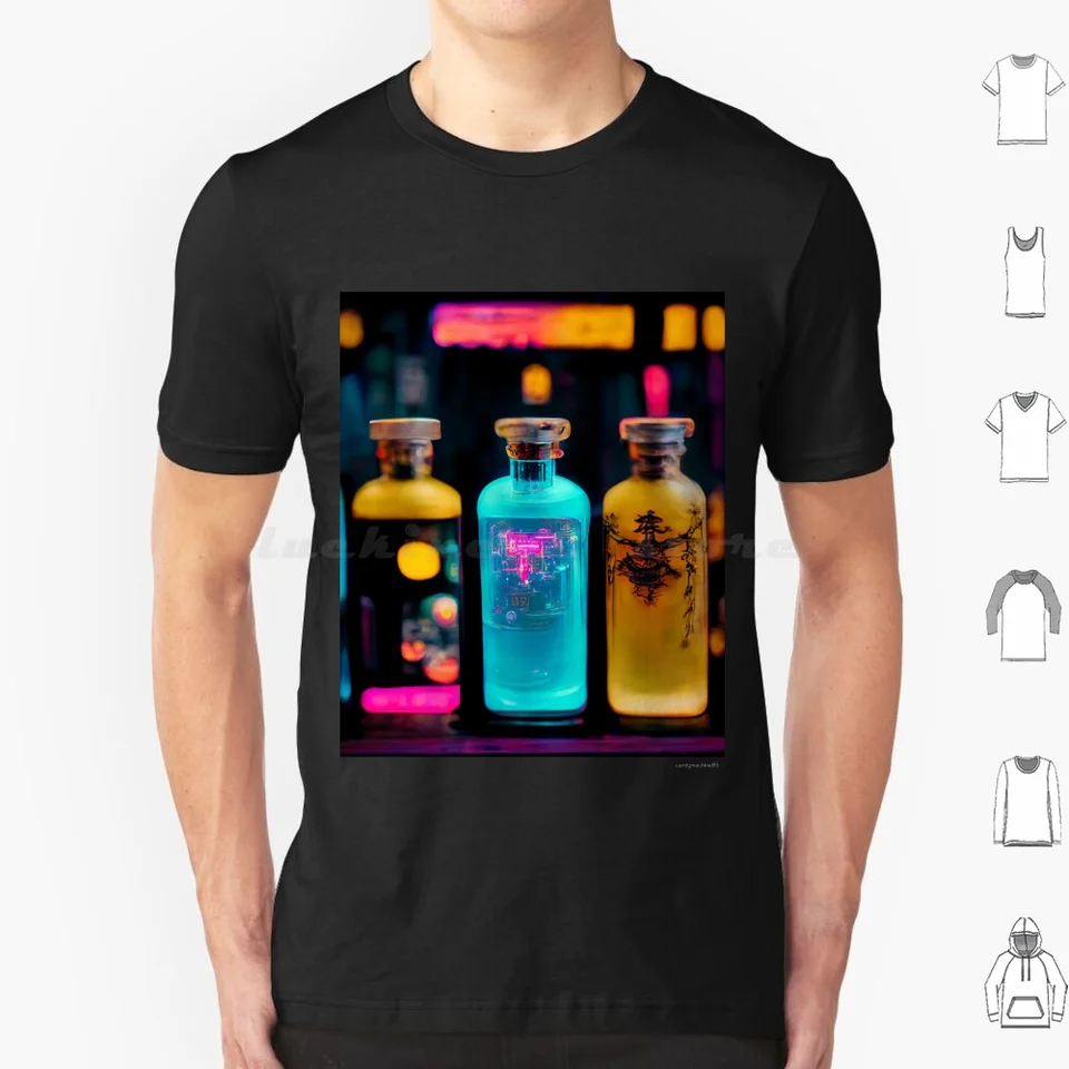 ApotHecary T tričko Veľká veľkosť 100% bavlnená apothekálny bar nočný klub Lizzy Wizzy Mancave Man Cave Night City Edgerunners Cocktails