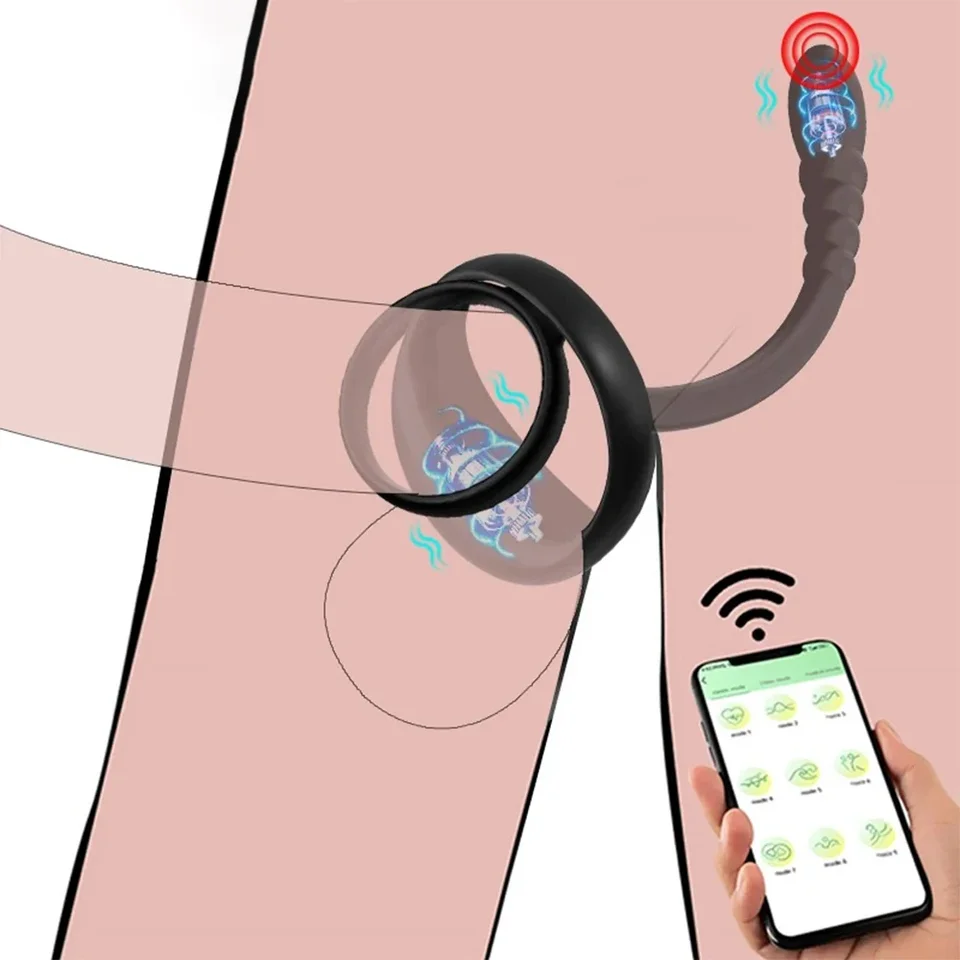 App diaľkové ovládanie análny vibrátor semenník prostata Masáž stimuluje zadok plug muž Masturbdator Cockring Sex Hray pre mužov