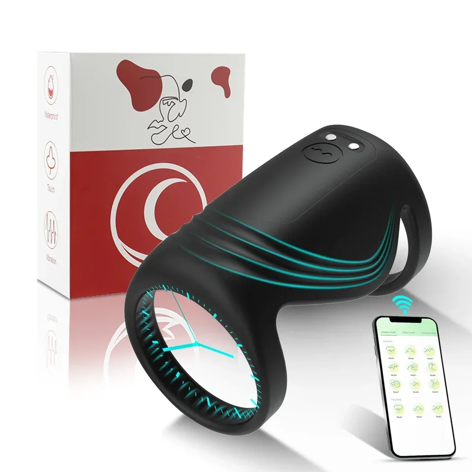 App diaľkové ovládanie nositeľné penis rukávový kohút kohút vibrátor Men Men Vibračné krúžky stimulátor trénera stimulátor sexy hračky
