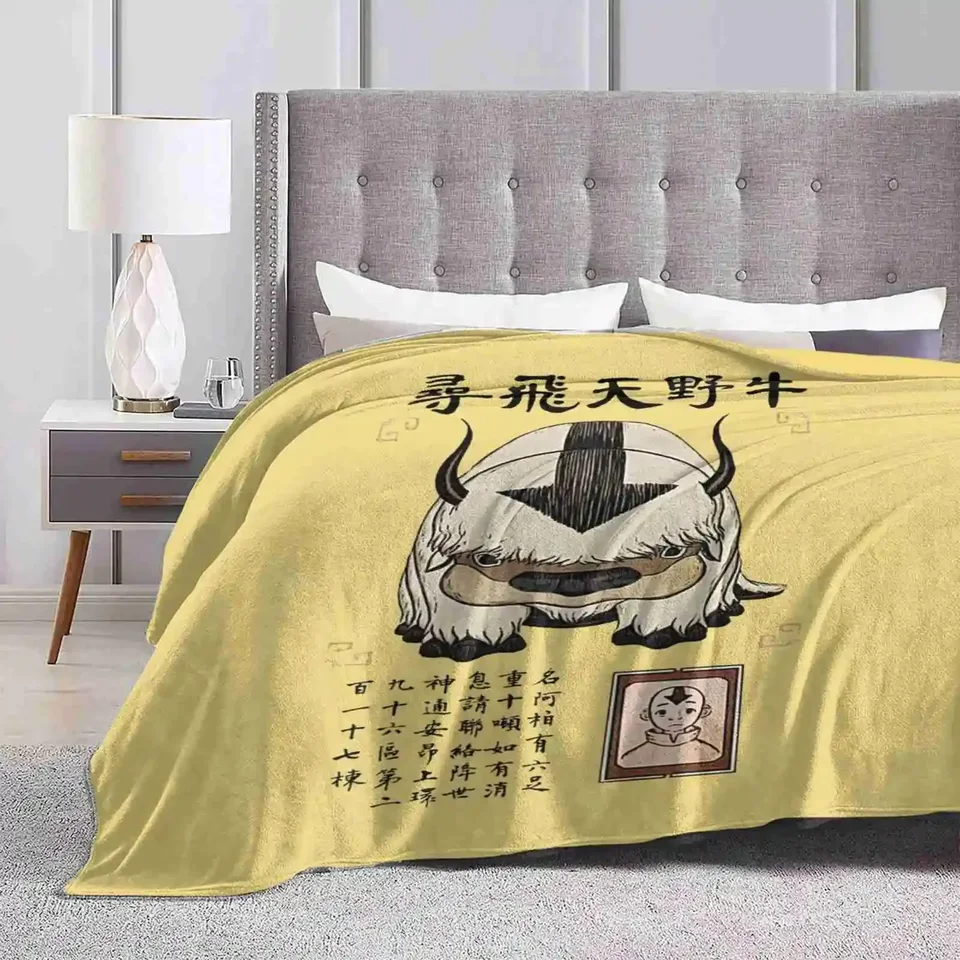 Appa Soft Warm Throw Druba Appa Legenda Aang Katara Zuko Sokka Flying Bison Team Sky Air Elements Fire Water Earth