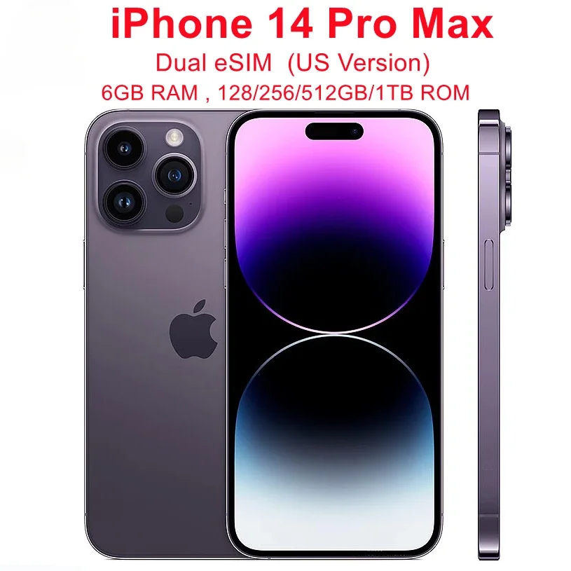 Apple iPhone 14 Pro Max Dual ESIM Originálny telefón 128/256/512 GB ROM 6 GB RAM 6,7 