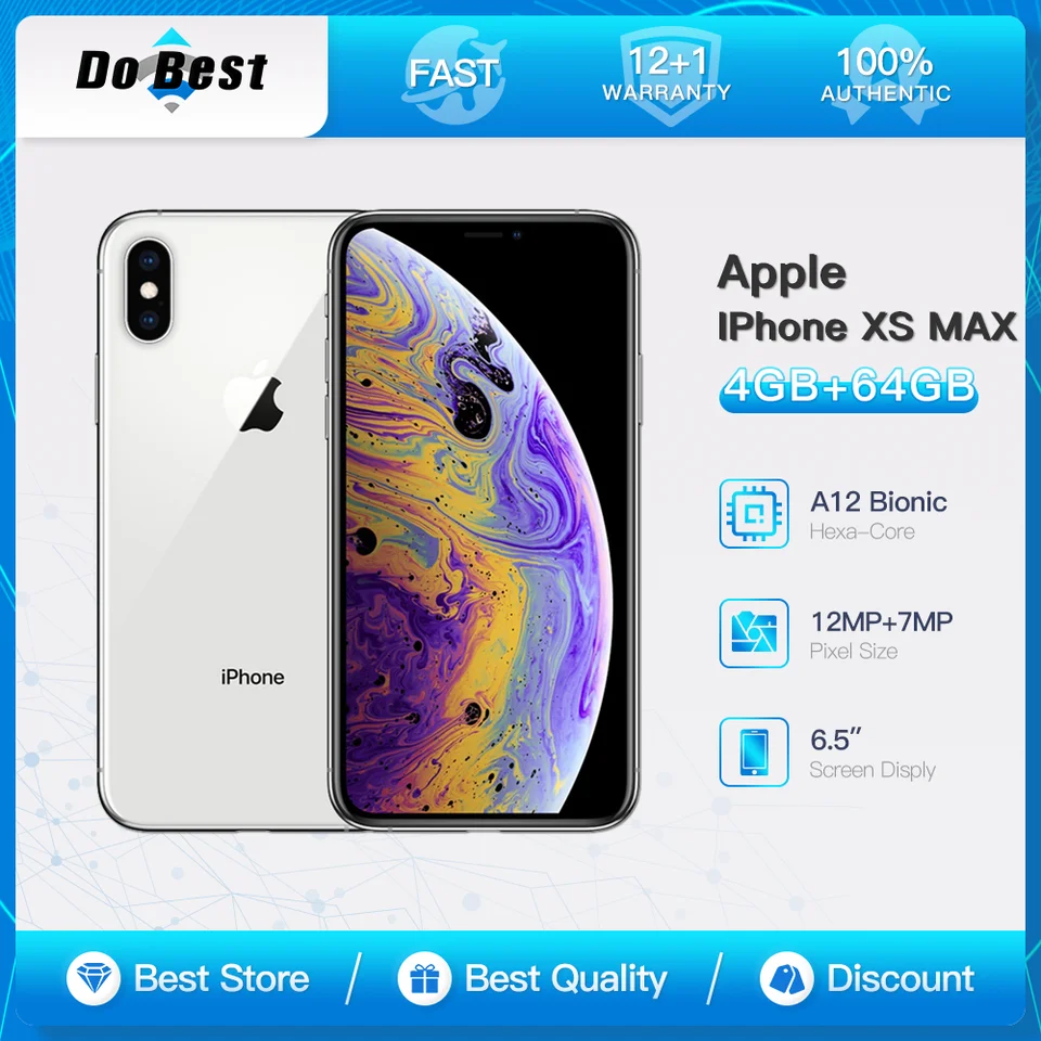 Apple iPhone XS MAX 4 GB LTE Mobilný telefón 6.5 Super sietnica 64 GB/256 GB ROM Smartphone Hexa Core iOS A12 Bionic 4G odomknutý telefón