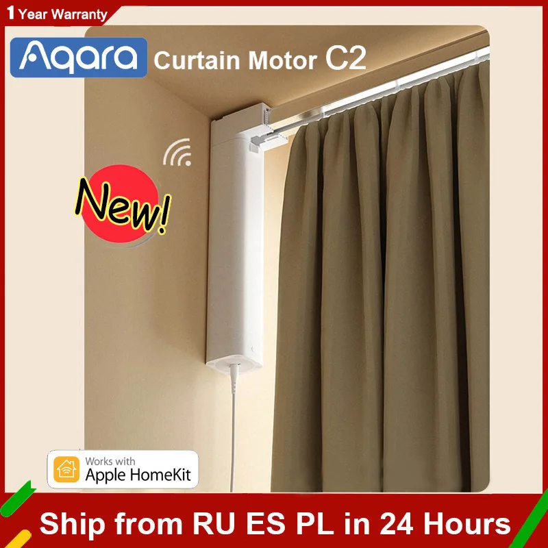 Aqara Smart Curtain Motor C2 Zigbee Electric Track Automatický trať Vysoký krútiaci moment DC diaľkové ovládanie práce s Apple Homekit