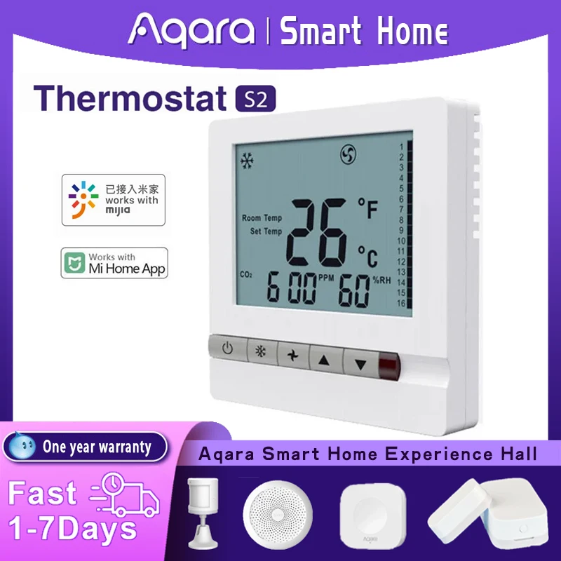 Aqara Thermostat S2 Eigenstone inteligentný klimatizácia teplota regulácia LCD Fanccoil Switch Ovládač pre Xiaomi App Mi Home