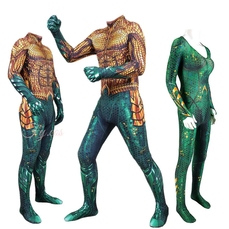 Aquaman kostým King of the Sea Girl Sexy anime kombinéza oblek s flitrami pre dospelých detí Halloween Cosplay outfit outfit