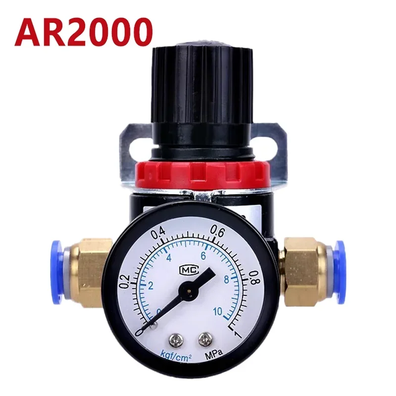 AR2000 G1/4 '' Pneumatické mini riadenie tlaku Air Relation Regulator Regulator Ošetrenie ventilu s mriežkou 4 mm-12 mm pripevnenie