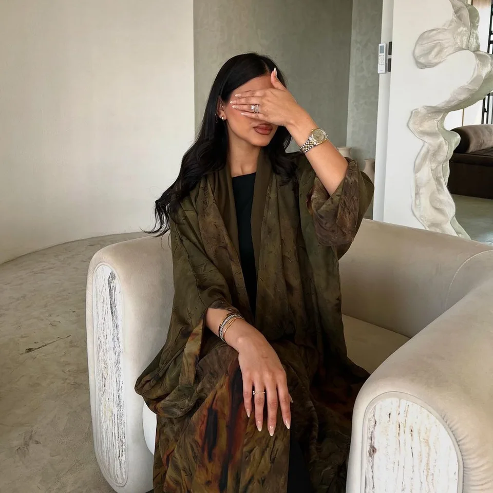 Arab Dubai Abayas pre ženy moslimské tlačové šaty Otvorené kimono kaftan jalabiya islam oblečenie Maroko kebaya caftan rúžca kardigan