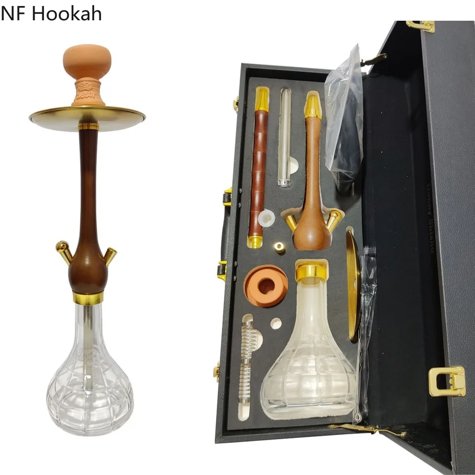 Arabská vodáka sada drevený kufrový hrniec bar KTV vodáka vodná fajka shisha box Nargile Sheesha Narguile Chicha Cachimbas Hookh Set