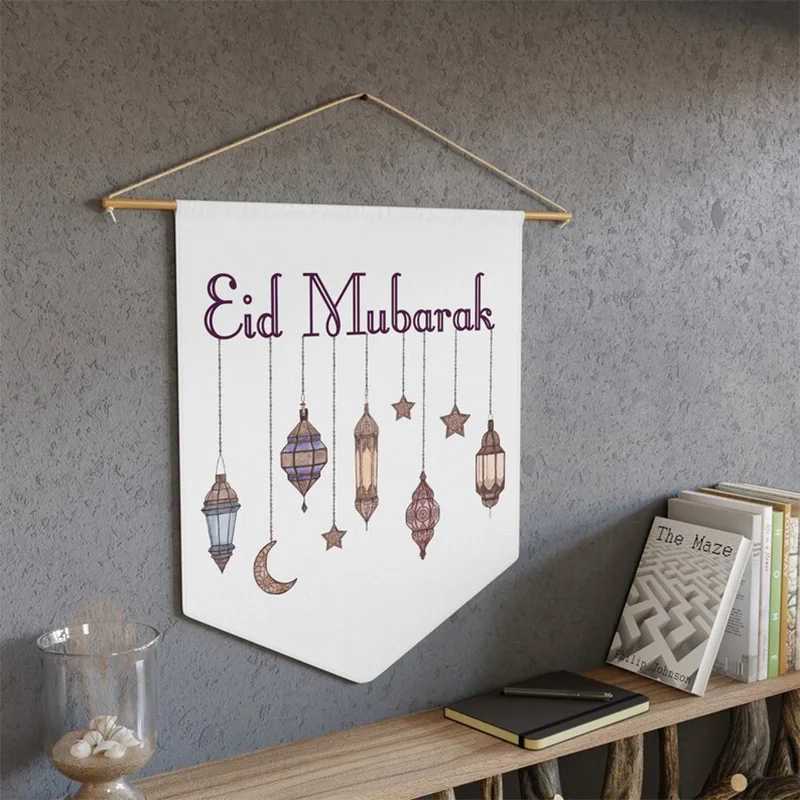Arabské lucerny Eid Mubarak Banner Moslimský islamský ramadán Kareem Eid al-Fitr Domáca stena zavesenie dekorácie Darček predné dvere znamenie