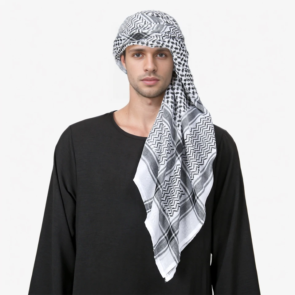 Arabskí muži keffiyeh šatka hlavy hlavy Hidžáb Islamský faulard tlače štvorcový šál arabský turban moslimský oblečenie modlitba Turbante
