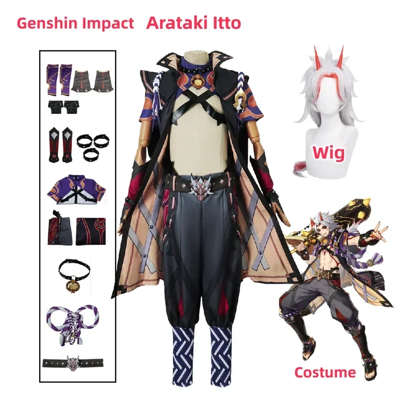 Arataki itto cosplay kostým uniforma parochne anime halloween karneval party oblečenie