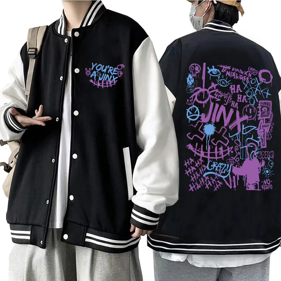 Arcane-jinx Hoodie baseball uniforma bunda Ženy Men Sports Coat pre milovníka videohier