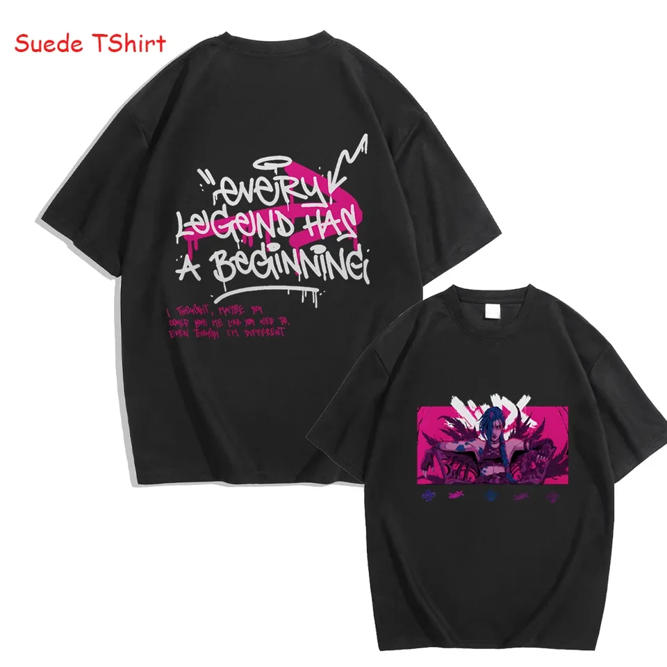 Arcane Jinx Suede T košele Boom Game Lovers Tričko Men ženy Harajuku retro opíc Graffiti Tshirt Unisex Cartoon Tees Tirls