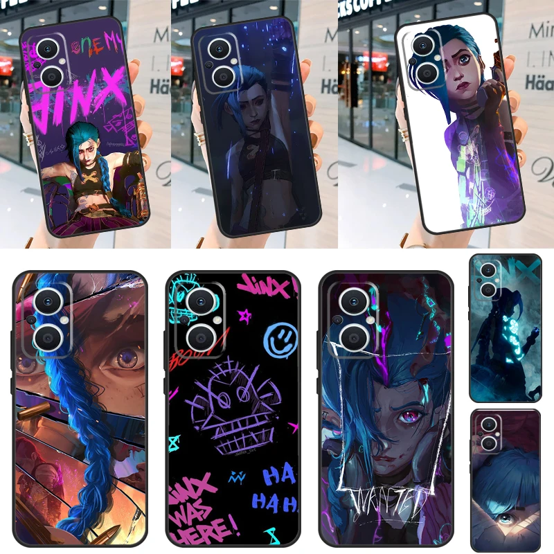 Arcane Jinx VI Anime Case pre OPPO Nájdenie x6 x5 x3 x2 Pro Lite Neo Reno 7 3 4 5 6 8 Lite 8T 2Z 4Z 5Z Cover Coque Coque
