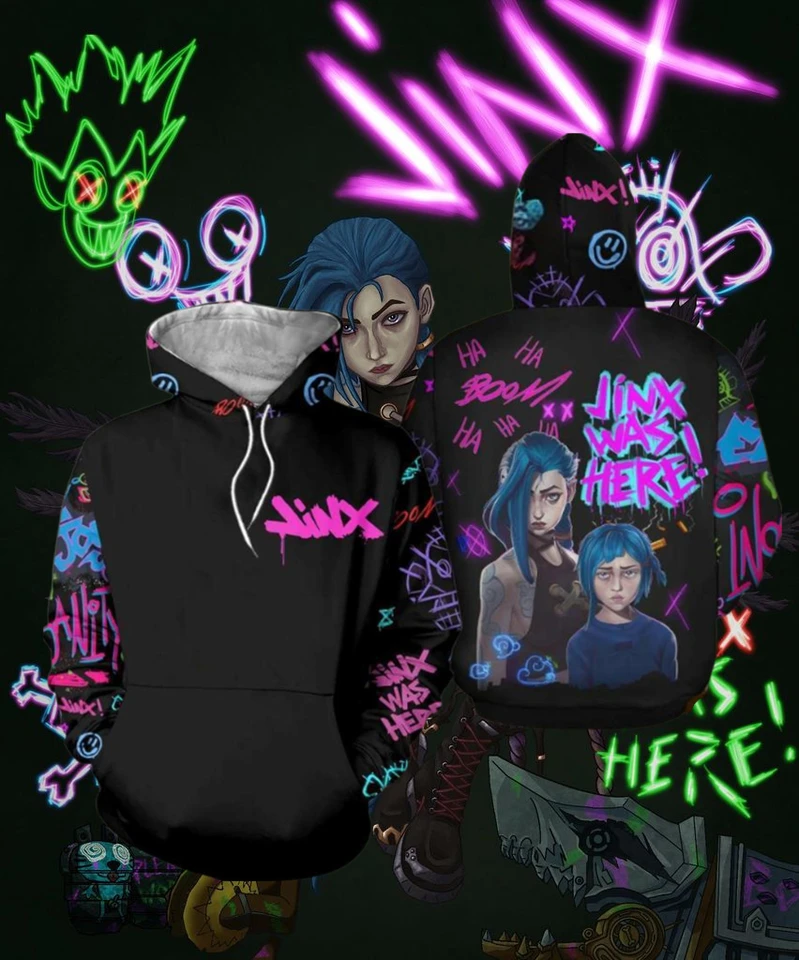 Arcane League jinx tlačiarenské mikiny 3D mužov/dám