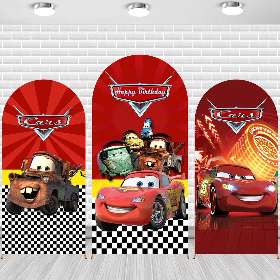 Arch Disney Cars McQueen Pozadie Kids narodeninové oslavy Kady Red Double Side Polyester Arch Banner Photography Ress